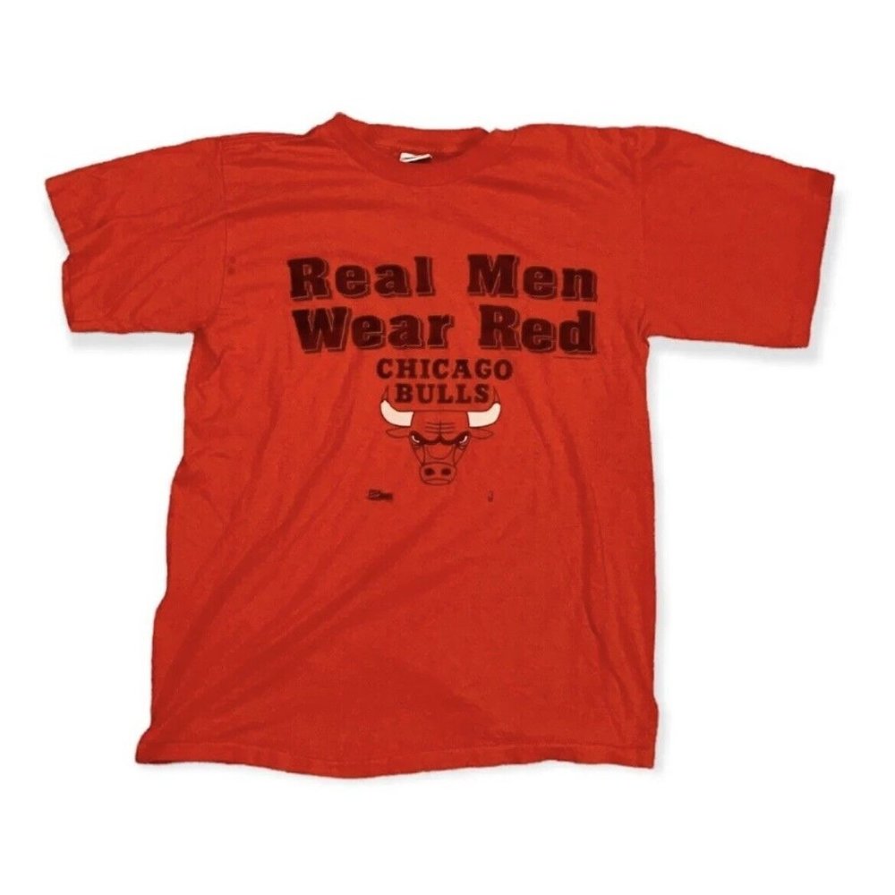 Vintage Salem Bulls T Shirt 1996 Chicago Real Men Wear Red Large Single Stitch